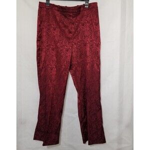 Vintage Womens Dress Pants Size 14 Burgundy Lightweight 90s Paisley Retro